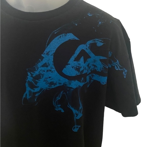 QUIKSILVER Black & Blue Logo Surf Shirt Men L Large - Picture 1 of 6